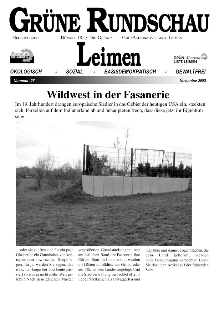 Grüne Rundschau 27, 2003